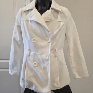 Elegant White Double-Breasted Women's Coat